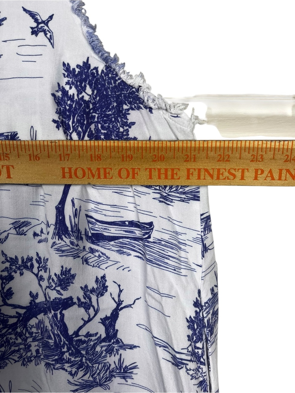 Umgee Sleeveless White Dress with Blue Toile Print size L - Picture 8 of 14